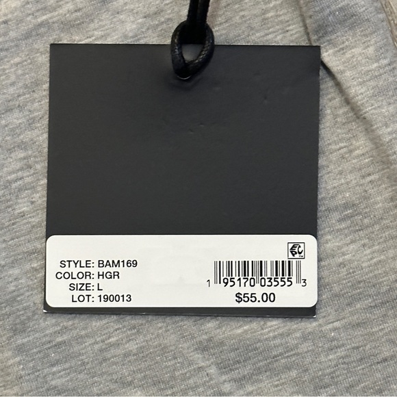 Bam BY BETSY ADAM SHORT SLEEVE ATTACHED FACE MASK T-SHIRT SZ L GRAY - Picture 7 of 11